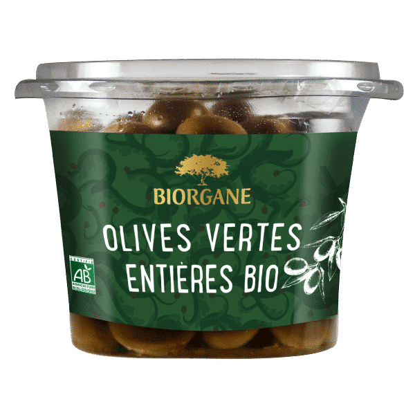 Olives vertes entières bio natures Biorgane